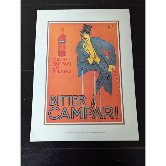 Bitter Campari Enrico Sanchetti Advertising Poster Card Stock Approx 11.75"X16" - Picture 1 of 8